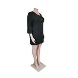 Plus Size Women Solid Loose Pocket Dress