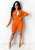Women Solid Ripped Zipper Sexy Jumpsuit