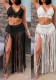 Women Beach Bikini Top and Fringed Skirt Two-piece Set