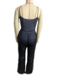 Women Sleeveless Suspender Crop Top And Slit Wide Leg Pants Two-piece Set