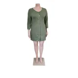 Plus Size Women Solid Loose Pocket Dress