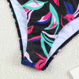 Multicolorprinted High-Waisted Two Pieces Bikini Swimsuit