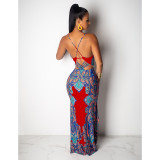 Women Ethnic Print Strap Maxi Dress
