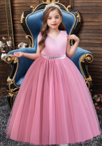 Girls Sleeveless Bow Holiday Party Princess Dress