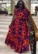 Women Print Slash Shoulder Balloon Sleeve Lace Maxi Dress