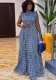 Women Printed Ruffle Edge Sleeveless Maxi Dress