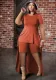 Plus Size Women Casual Solid Top and Shorts Casual Two-piece Set