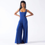 Women Casual Knitting Sexy Suspender Wide Leg Jumpsuit