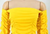 Women Long Sleeve Solid Pleated Off Shoulder Sexy Top and Pant Two-piece Set
