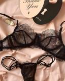 Sexy Lace Embroidery Push-Up Bra Thong Two Piec Lingerie Set