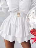 Solid Color Off Shoulder Puff Sleeve A-Line Dress