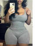 Women Sleeveless Backless Solid Jumpsuit