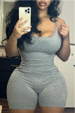 Women Sleeveless Backless Solid Jumpsuit