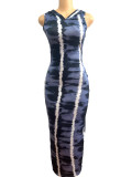 Women Style Hooded Sleeveless Striped Bodycon Dress