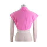 Sexy Solid Color Pocket Patchwork Irregular Loose Single Breasted Shirt