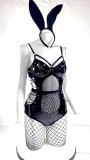Women Fishnet Stockings Charm Temptation PU Leather Bunny Girl Sexy Lingerie