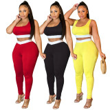 Women summer sexy vest and trousers Patchwork sports two-piece set