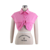 Sexy Solid Color Pocket Patchwork Irregular Loose Single Breasted Shirt