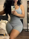 Women Sleeveless Backless Solid Jumpsuit