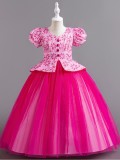 Girls princess dress puff sleeve mesh tutu skirt