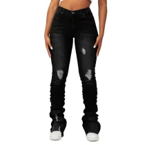 High-Waisted Women's Denim Bell Bottom Pants Trendy Slim Fit Ripped Women's Jeans