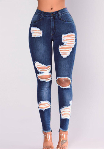 Stretch Ripped Jeans Pencil Tight Denim Pants