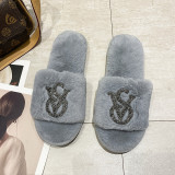 Women rhinestone furry diamond slippers