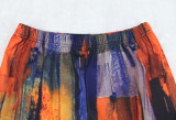 Women Turndown Collar Long Sleeve Printed Casual Two-piece Set