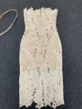 Women knitting sleeveless Strapless Lace white dress