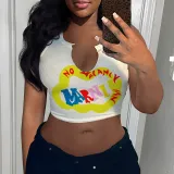 Women's Fashion Sexy Letter Printed T-Shirt Women's Trendy U-Neck Sleeveless Vest