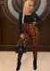 Spring Printed Long-Sleeved Slim Fit Women's Strap Casual Two Piece Pants Set