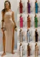 Strap High Slit Beach Holidays Knitting Dress