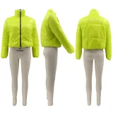 Women Solid Zipper Warm Padding Jacket