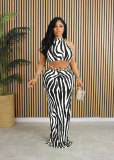 Women Striped Crop Top and Long Skirt Two Piece Set
