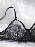 Women lace embroidered hollow Lace-Up sexy lingerie four-piece set