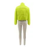 Women Solid Zipper Warm Padding Jacket