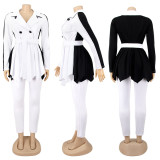 Women Color Block Long Sleeve Jacket and Pant Casual Two Piece Set