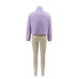 Women Solid Zipper Warm Padding Jacket