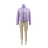 Women Solid Zipper Warm Padding Jacket