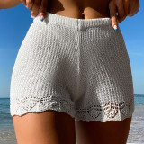 Fashion Women's Clothing Solid Color Knitted Holidays Beach Shorts
