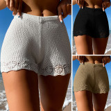 Fashion Women's Clothing Solid Color Knitted Holidays Beach Shorts