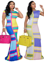Women Round Neck Printed Maxi Dress