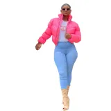 Women Solid Zipper Warm Padding Jacket