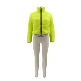 Women Solid Zipper Warm Padding Jacket