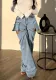 Women Casual Stretch Cutout Detachable Denim Pants
