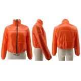 Women Solid Zipper Warm Padding Jacket