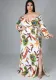Plus Size Women Feather Print Sexy Slit Dress