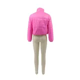 Women Solid Zipper Warm Padding Jacket