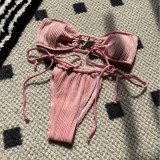 Starfish Strapless Lace-Up Two Piece Bikini Swimsuit