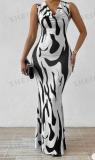 Spring Printed Sleeveless Women's Slim Long Dress